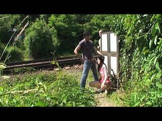 Amateurs have outdoor sex with a slutty girl