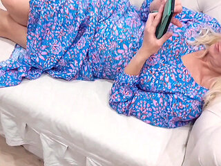 Amateur Blonde Mature Wife Enjoys Semi-naked Sex