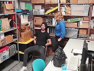 Lonely MILF security punish fucks a problematic guys cock