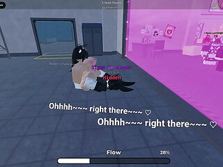 E-girl gets cummed in roblox game