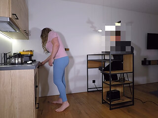 Trans step sister teasing step bro to cum