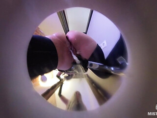 Goddess Pissing Into the Sink in Latex Thong and Black Stockings - Youre My Human Toilet Bowl POV