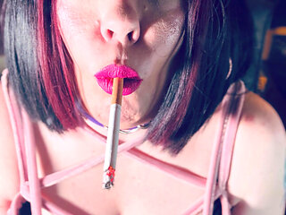 Cute Goth Tina Snua Tip To Tails 2 Cigarettes - Chain Smoking BBW Emo - OMI OME Snap Inhales Drifts