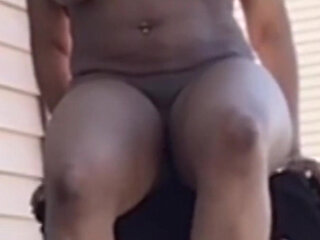 Outdoor Striptease Fingering Rubbing My Black Pussy
