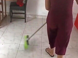 Keilimar Cleans the House While Her Bored Boyfriend Tries to Convince Her to Suck His Cock but in the End Something Crazy Happen