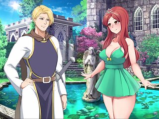 Busty babe in a visual novel adventure