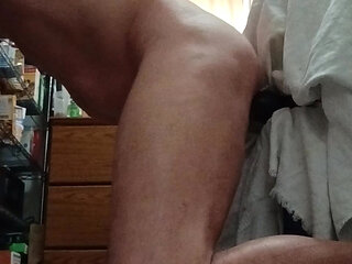 Trans girl riding big dildo