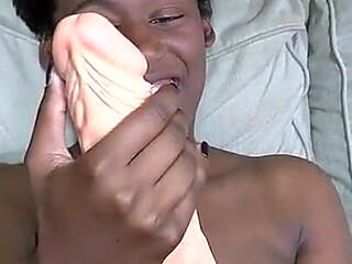 Black Girl Shows Body and Works Holes
