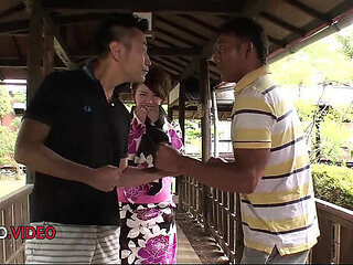 Yui Uehara JAV Uncensored Group Blowjob - Hot Asian Brunette with Big Natural Tits