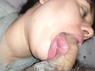 BUBBLING SALIVA ON HARD COCK WITH HER INSANE THIRSTY BLOWJOB