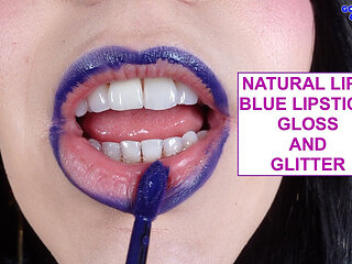 Natural Lips, Blue Lipstick, Gloss and Glitter