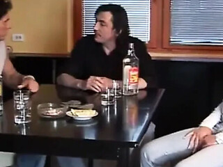 Dieter von Stein fucks Veronica Belli's big natural tits and ass in pub, cum in mouth