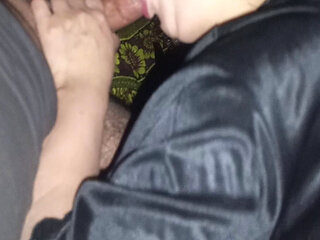 8 Months Pregnant Sana Blowjob in lingerie with pink Bra