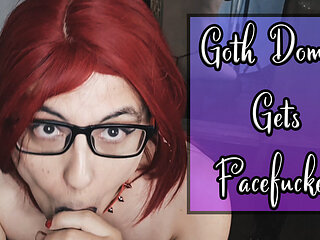 POV Blowjob: Goth Mommy Facefucked by Fuck Machine