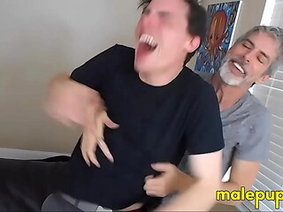Richard got rubbed and tickles burglar Aiden Valentine on the ribs and his bare feet