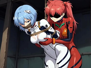 Asuka Langley have sex with bounded and gagged Rei Ayanami
