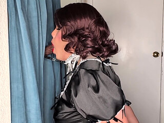 Sissy Maid Service Practicing on a Dildo at Her Fake Glory Hole