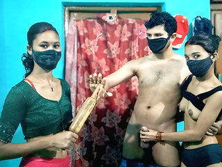 I fuck my wife's best friend tight pussy sex video, viral desi Indian wife's friend fuck cought by wife threesome Hindi video