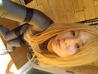 Blonde cross-dressing boy changed from sexy full-body tights to a competitive swimsuit and masturbated!