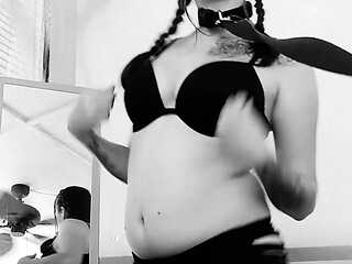 Amateur striptease and Solo masturbation
