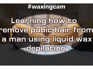 Learning How to Remove Pubic Hair From a Man Using Liquid Wax Depilation