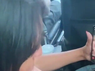 Married Woman Sucked Me with Her Husband at the Wheel