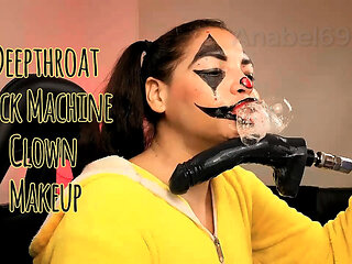 Naughty Clown Fucks Her Throat with a Fuck Machine