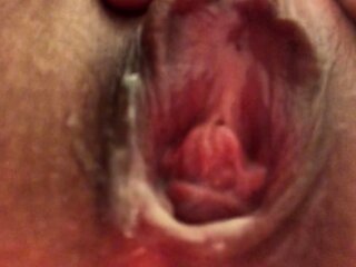 Cummy amateur pussy close up