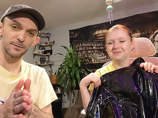 Wish List Gifts 9 - Red Corset and Black Vinyl Dress Unboxing and Masturbation