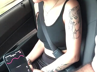 the uber driver controls my lush toy until he makes me cum.