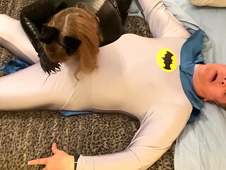 Granny Catwoman Deep Throats Batman'_s Cock