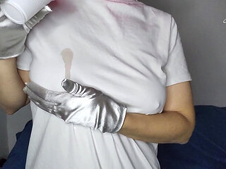 My big natural tits are waiting for your gaze as I masturbate masked