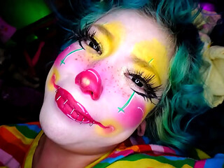 clown girl gets pussy stapled, ass fucked