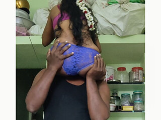 Hot Indian couples enjoying in kitchen