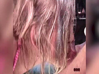 Blonde Slut Takes Facial Cumshots and Sucks Cock Hard