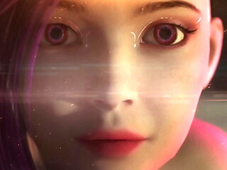 Neon Dreams cyberpunk beauty on her knees &mdash_ intense blowjob and explosive cumshot