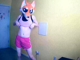 Foxie Strips to His Sexy Black Underwear
