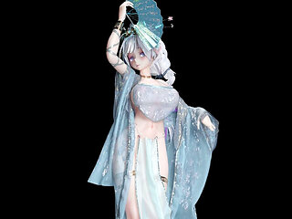 [mmd] Brilliance Sends Bright Moon Blue Erotic Hanfu Belly Pocket Ancient Style Striptease