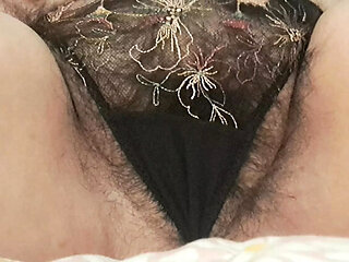 Mature MILF Monse Stuffs Panties In Her Hairy Pussy & Masturbates - Amateur Homemade HD
