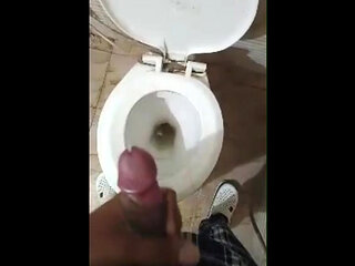 Indian  Desi  Boy Go in bathroom  and mastrubate his big ,dark cock and then cum