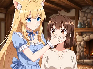 Anime Handgag Scenes with Catgirls - hand over mouth, covering mouth