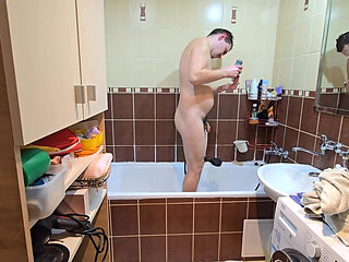 Hot Water Therapy - Hairy Guy's Private Shower Time After Work