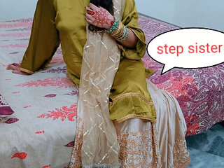 Desi stepsister sucks stepbrother's cock in Hindi at house