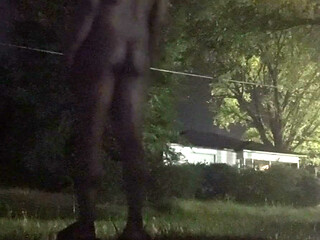 Fooling Around At Night Outside On The Sidewalk Fully Naked Part 1