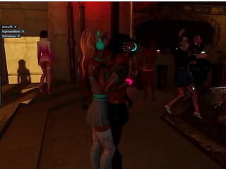 Two real sreamer cam models kissing in 3D porn game