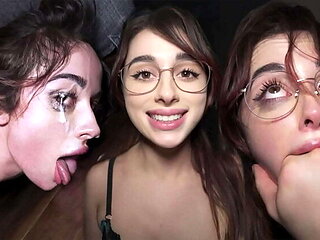 Submissive Teen Whore Rough Threesome Doggystyle & Facial Cumshot