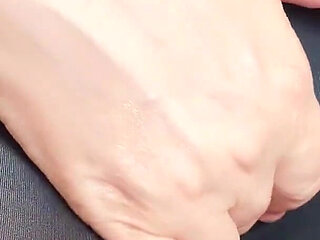 Rubbing His Cock on My Big Nipples His Precum Flowing