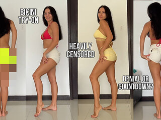 Cum or Deny? Frustrating Bikini Try-on, heavily Censored