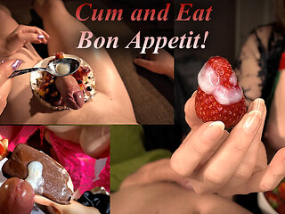 Semen Snack - Insatiable MILF Devours Cumshots on Berries & Chocolate
