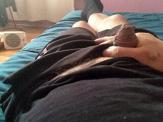 Sex addict boy touches his large penis